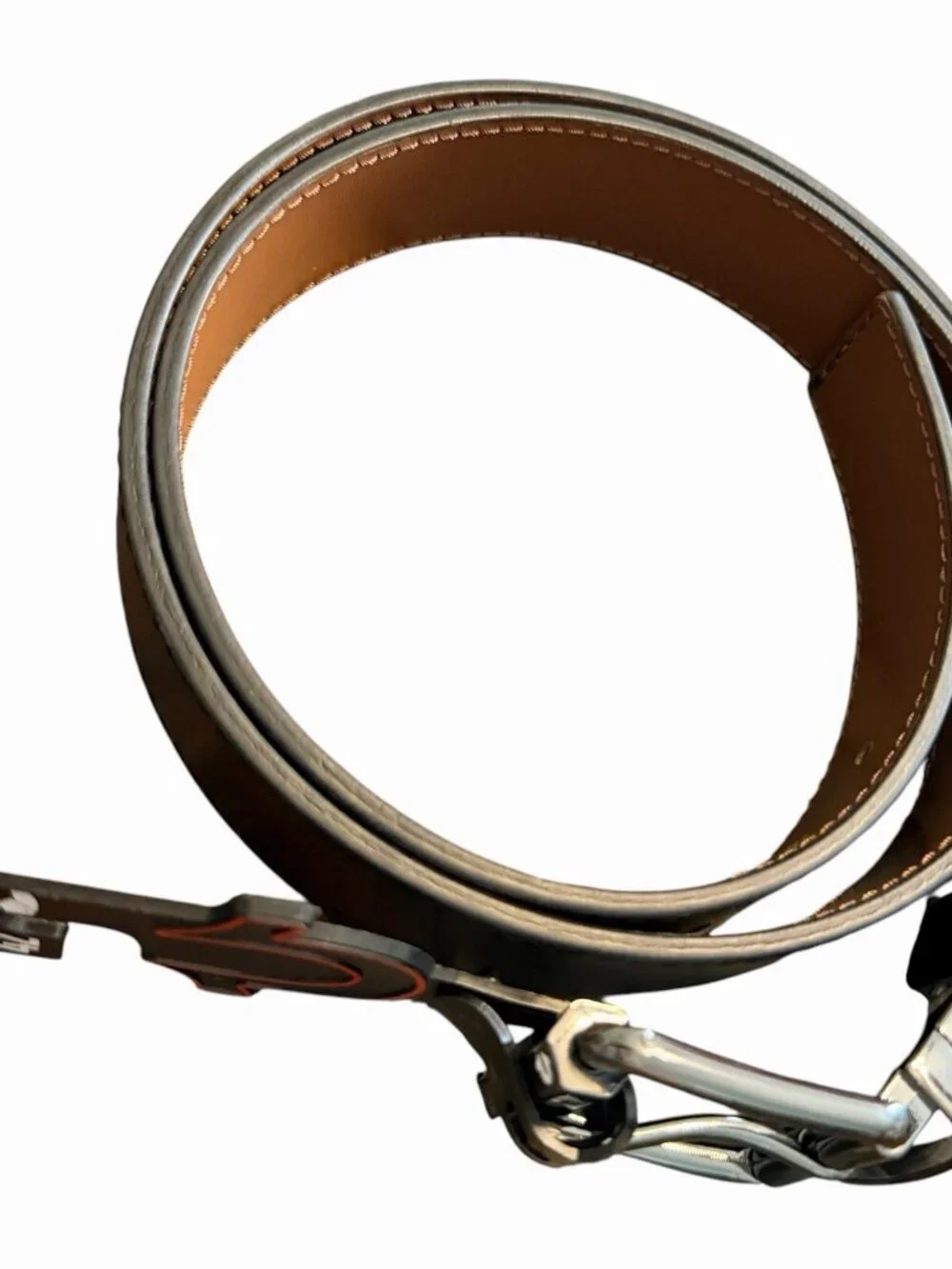 MENS TRUE RELIGION HORSESHOE BUCKLE REVERSIBLE BLACK TAN BROWN BELT 42”/ 1.5”W